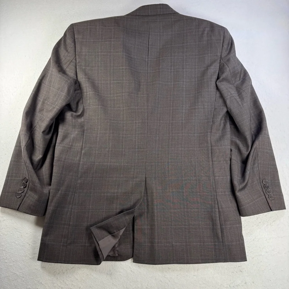 Jos A Bank Signature Gold Suit 41R Blazer 36W Pants Brown Windowpane - Picture 3 of 15